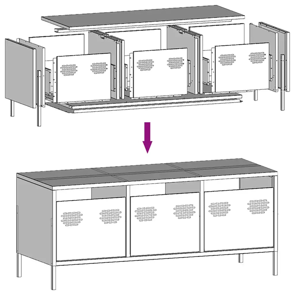 Mobile TV | Armadietto TV | Mobile Porta TV Bianco 101,5x39x43,5 cm in Acciaio Laminato a Freddo