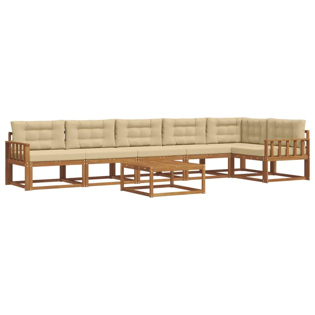 Set di divani da esterno con cuscino 7 pcs Naturale e Beige