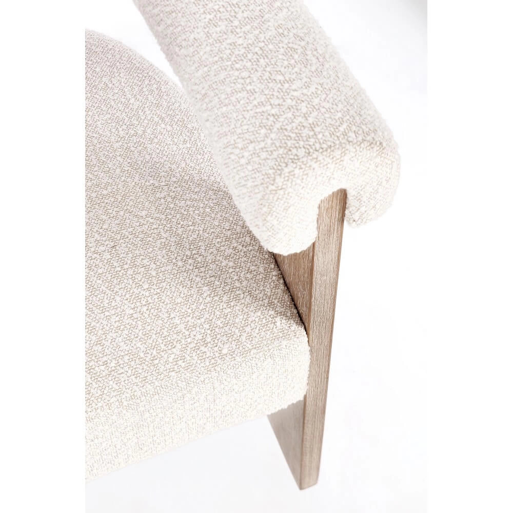 Sedia con Braccioli in Tessuto Bouclé e Struttura in Legno Nero - GORDON