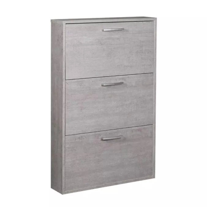 Scarpiera Salvaspazio 3 Ante 9 Paia 65x15x99,6 cm in Truciolare Nobilitato Cemento