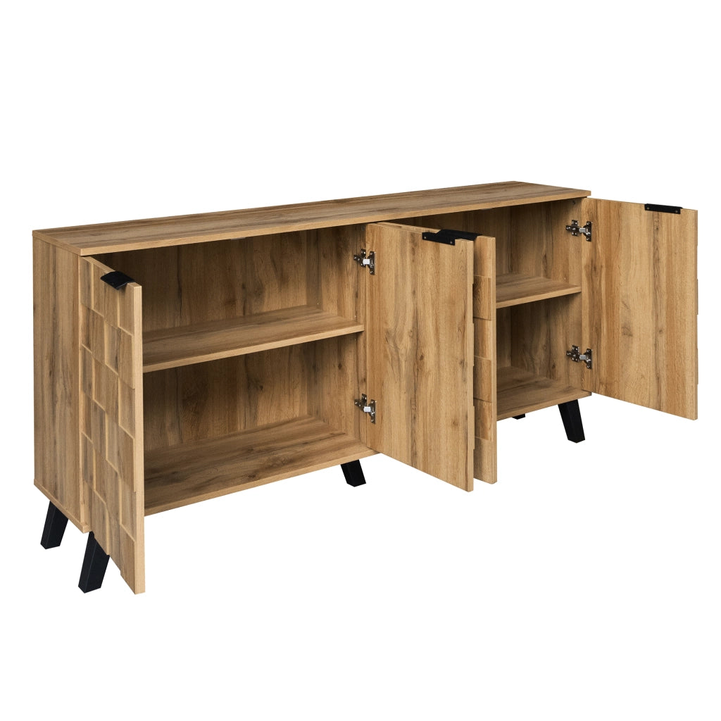 Credenza con 4 ante e ripiani regolabili per soggiorno; camera da letto e sala da pranzo; legno; 160;5 × 35;5 × 78 cm
