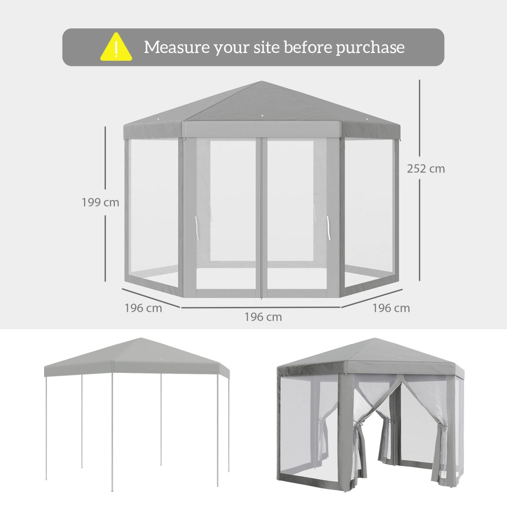 Tenda da giardino esagonale esterna ¨C Minimal ¨C grigio metallo poliestere