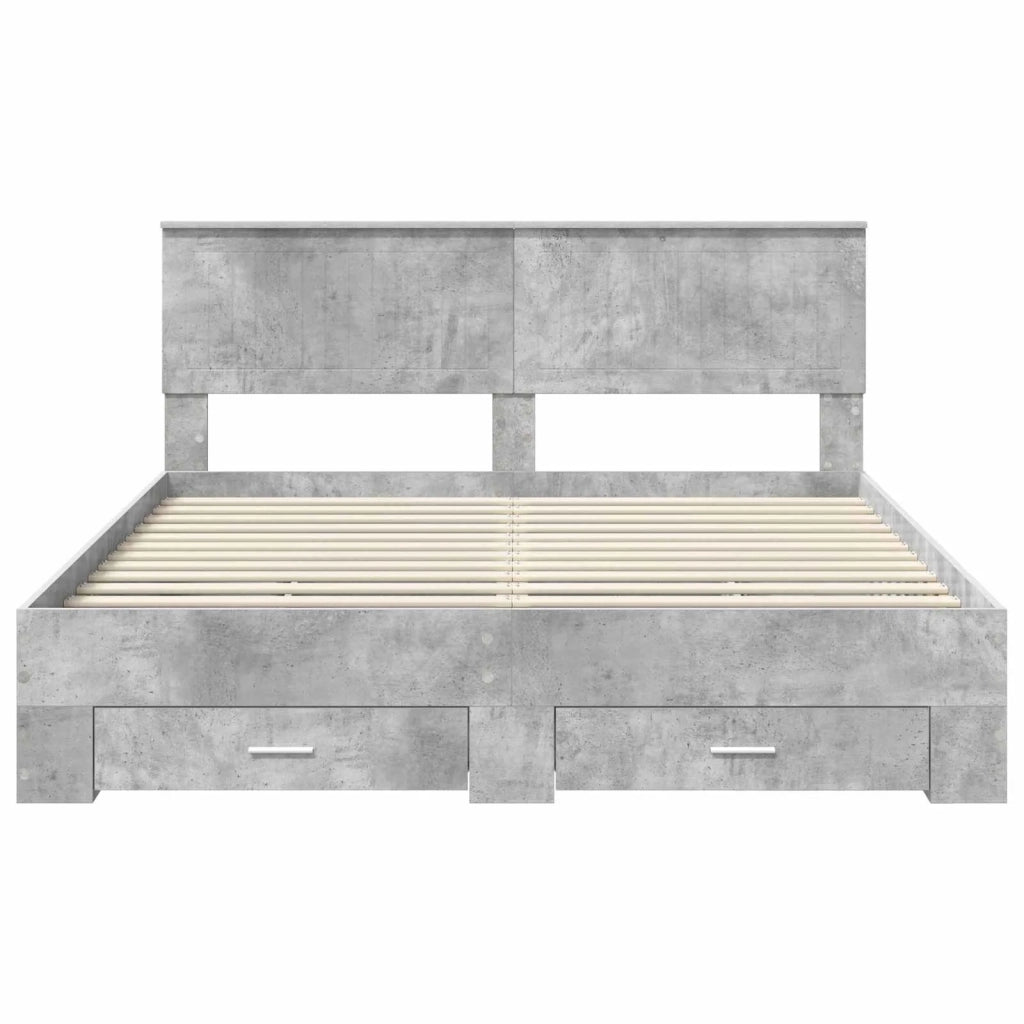 Struttura del letto con testiera Grigio cemento 160 x 200 cm