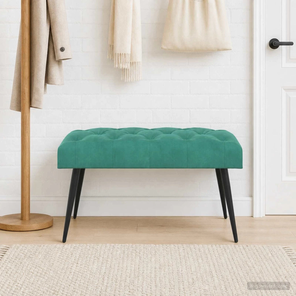 Panchina con bottoni imbottiti Turchese 80 x 40 x 46 cm Velluto 42038567