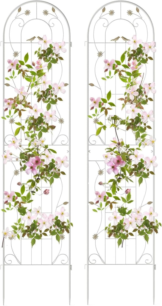 Grigliati per Rampicanti 220 x 50 CM, Set di 2 Tralicci di Metallo Antiruggine per Piante Rampicanti, Rose e Verdure, Decorazione Esterna per Giardino, Cortile e Patio (Verde)
