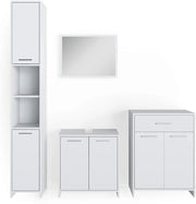 Set mobili bagno Kiko, Bianco, 58 cm, composto da mobile lavabo, pensile a specchio, colonna e base media