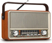 Radio Portatile Vintage - AM/FM/SW con Bluetooth - Batteria 1800 mAh - USB/TF/AUX - Adatto per Anziani