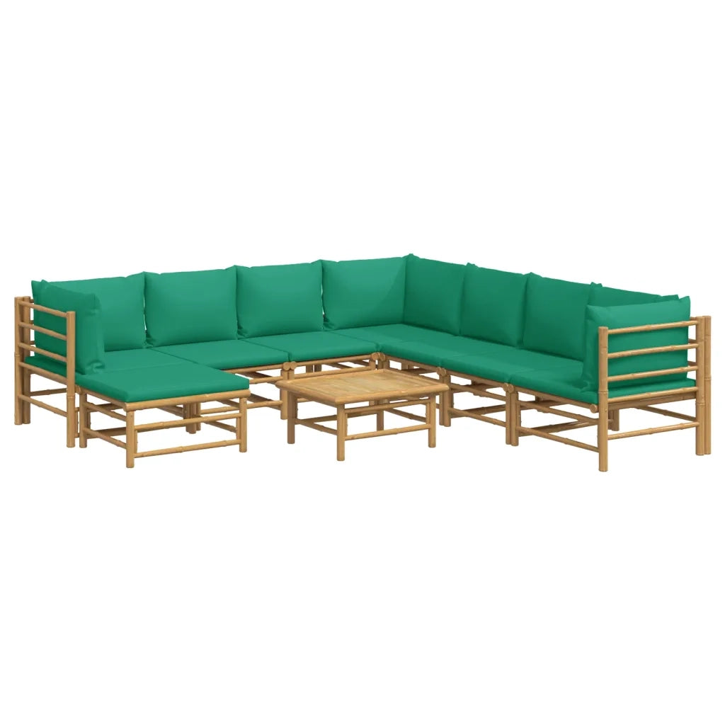 Set Salotto da Giardino 9pz con Cuscini Verdi BambÃ¹