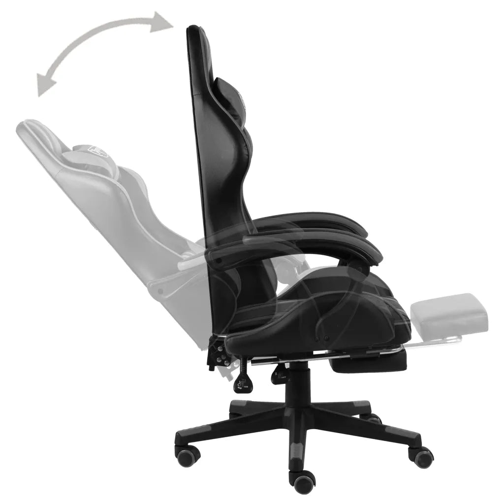 Sedia da Gaming con Poggiapiedi Nero e Grigio in Similpelle cod mxl 12330