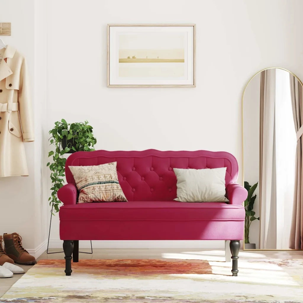Panca con Schienale Rosso Vino 119,5x64,5x75 cm in Velluto CFW6389382