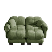 Divano modulare 2 posti con chaise longue mobile e cuscino mobile; seduta imbottita per soggiorno in chenille verde