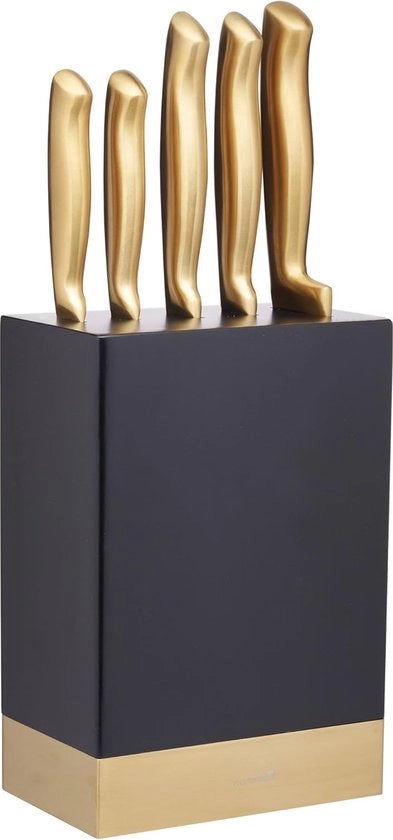 Set di 5 coltelli in acciaio inossidabile - Nero - Verniciatura a effetto ottone