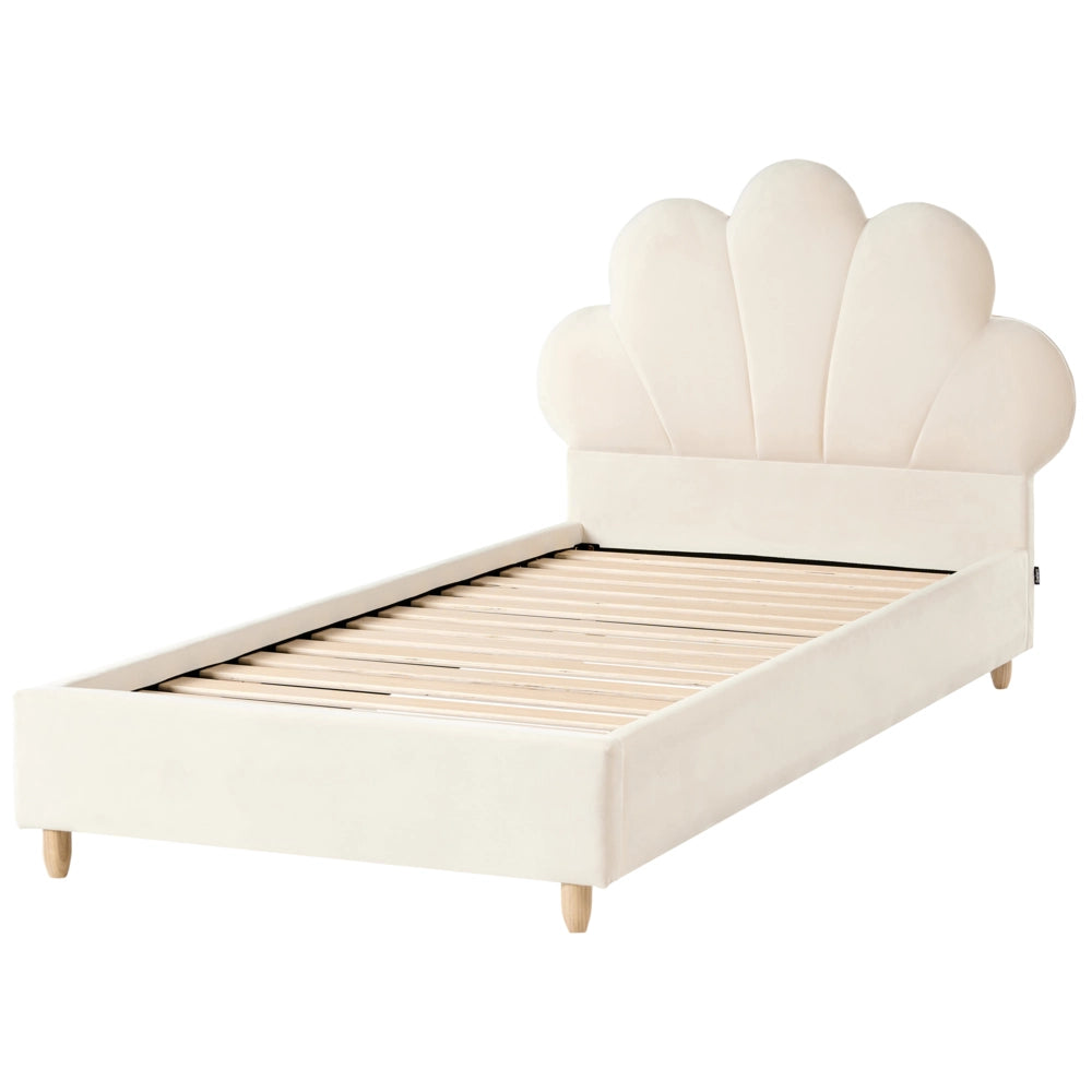 Letto con rete rivestita in velluto beige 90 x 200 cm testiera camera da letto moderna tradizionale per bambini