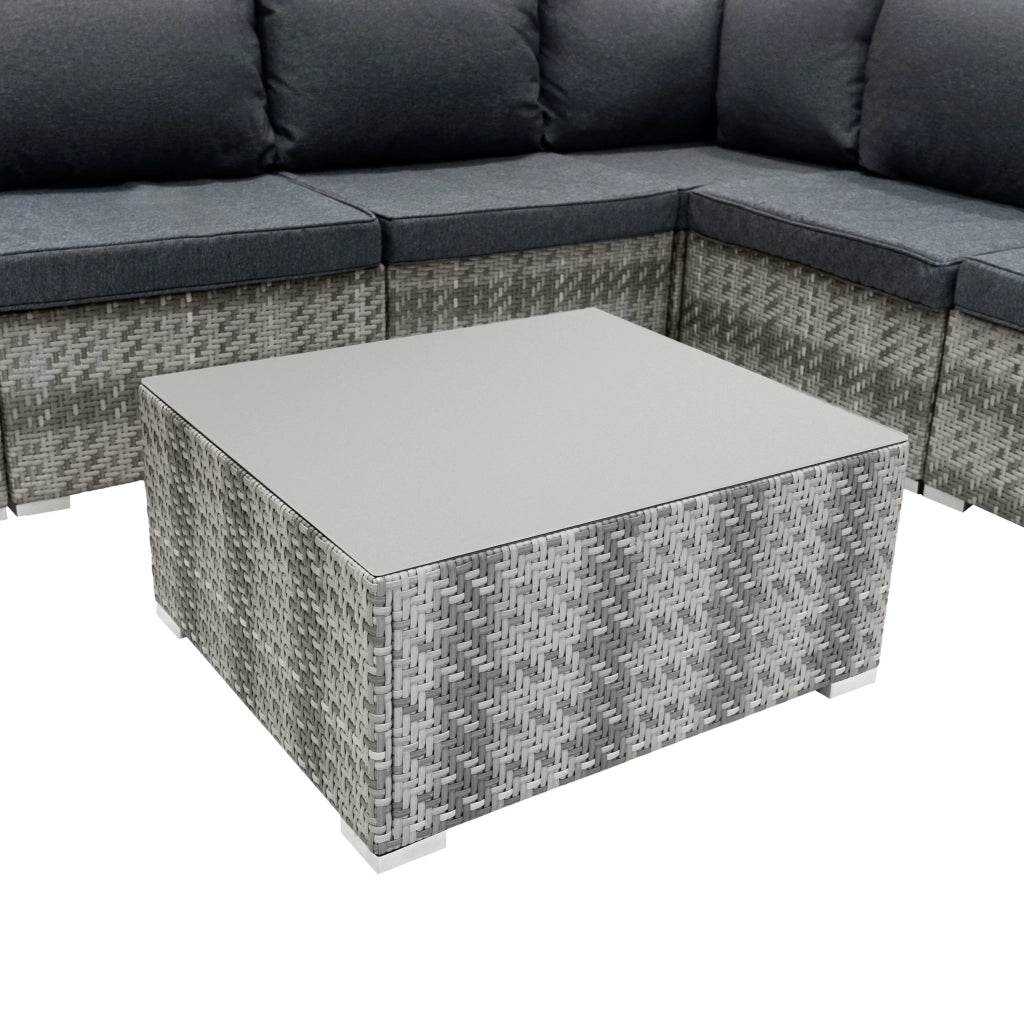 Set Divani Rattan Grigio 7 Pezzi da Giardino con Cuscini e Tavolino