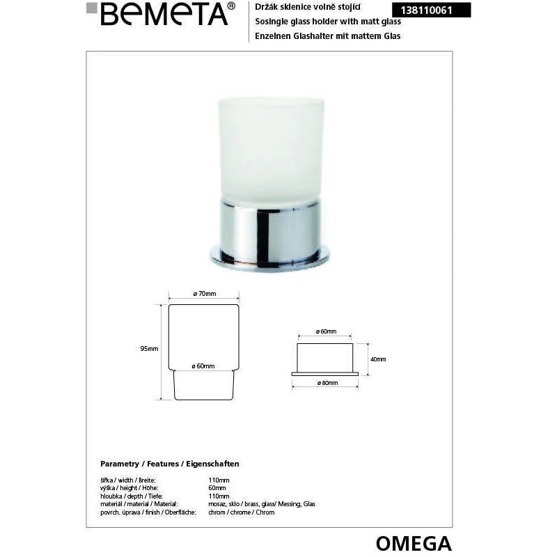 Portabicchieri OMEGA e bicchieri cromati 11x6x11 cm