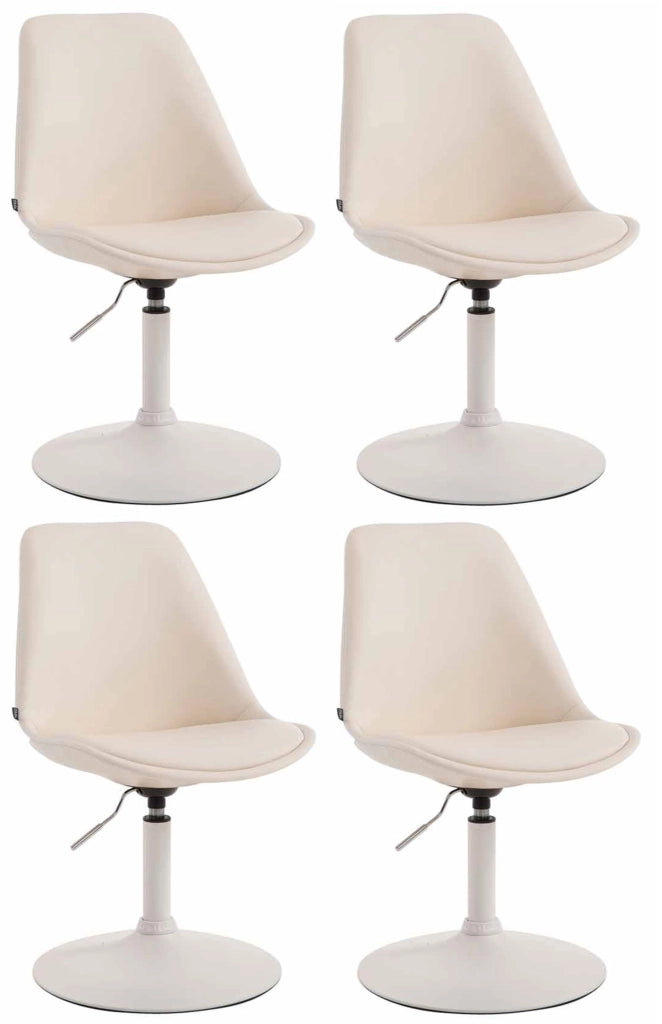Set di 4 sedie da pranzo Maverick in ecopelle crema,bianco