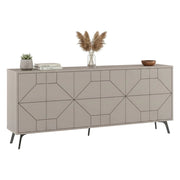 Credenza Africo, Buffet da soggiorno, Madia da salotto, Dispensa da cucina, 184x35h77 cm, Cemento