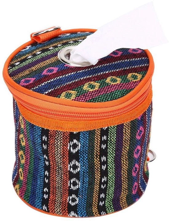 Sostegno per carta igienica impermeabile - Borsa di stoccaggio - Poliestere - Disegno pieghevole - Grilletti centrali/laterali - Stile etnico