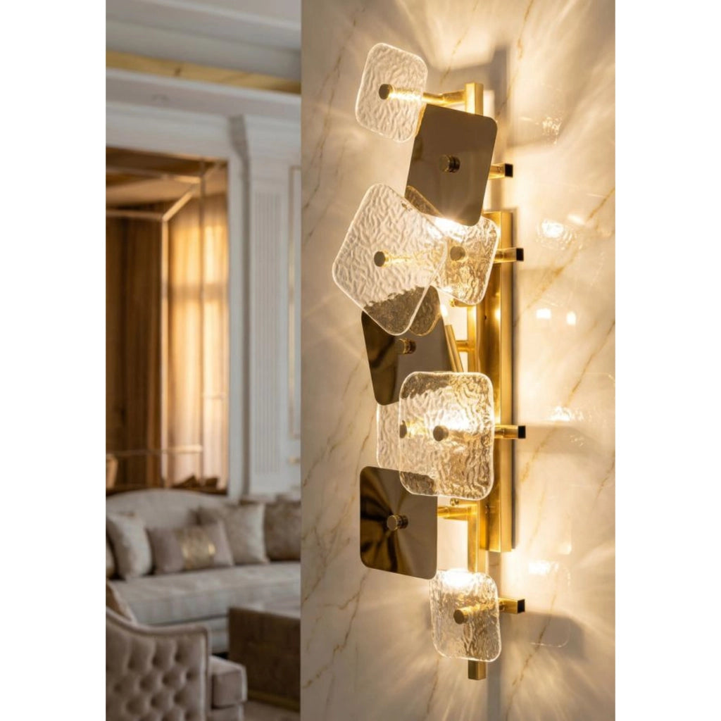 Lampada a Parete VKH58, Oro, Metallo, 24x13x76 cm