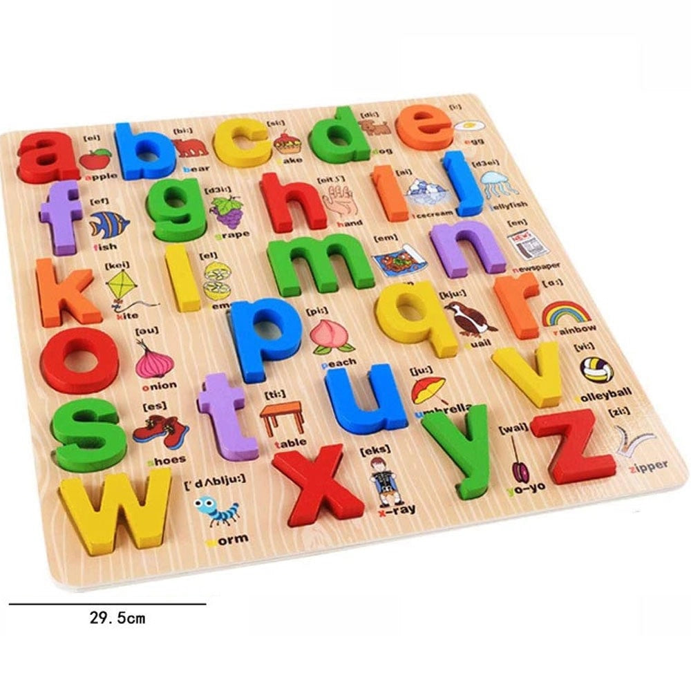 Trade Shop - Puzzle Alfabeto 3d Giocattolo Educativo Bambini Puzzle Lettere Legno Minuscole -