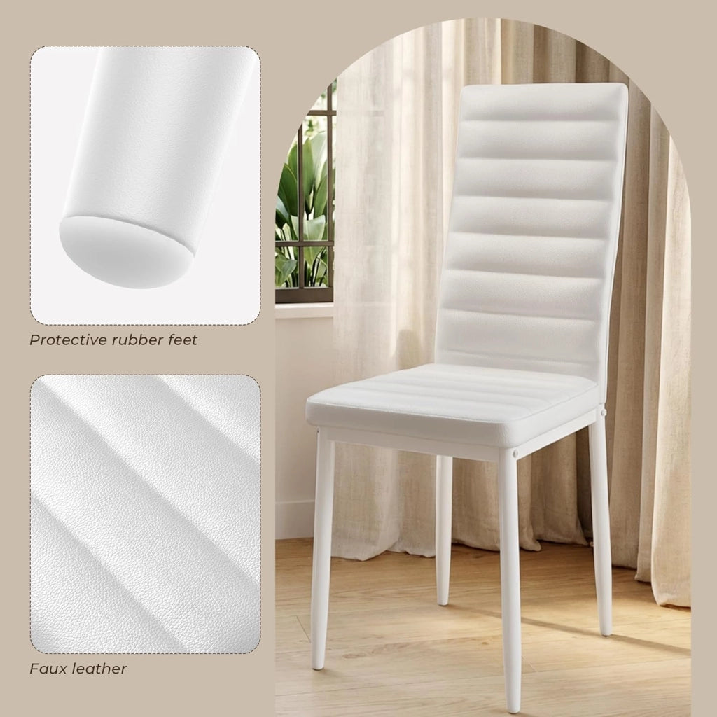 Set di 6 sedie da pranzo, sedie da tavolo in similpelle, moderne sedie da cucina a vista per sale da pranzo, studi e soggiorni. (Bianco, Set da 6)