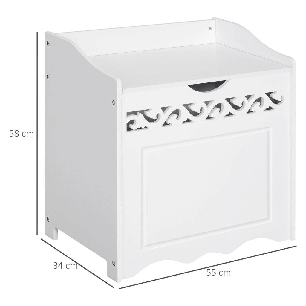 Mobiletto da Bagno in Legno con Vano Contenitore ¨C zephmum ¨C Bianco 55x34x58 cm