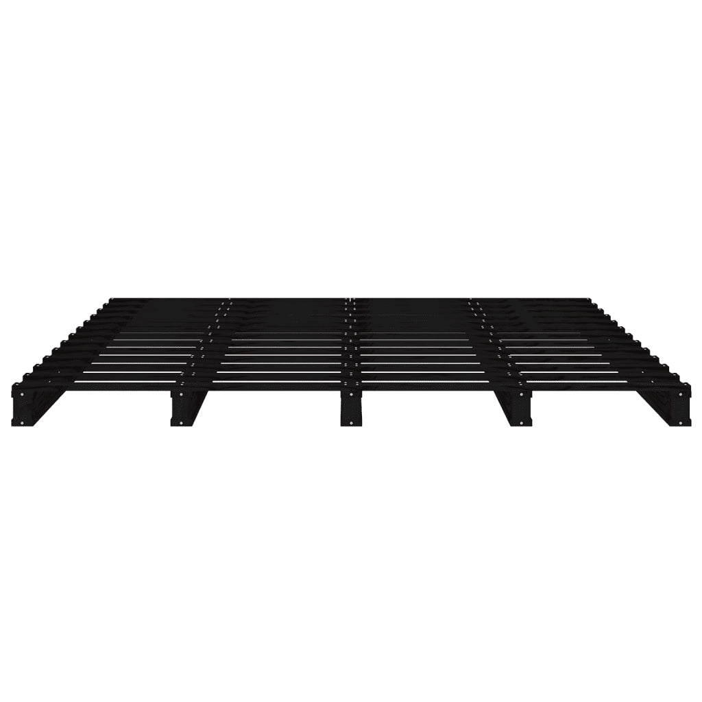 Letto a Pallet Nero 140x190 cm in Legno Massello di Pino 821441