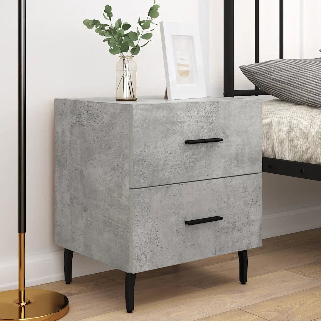 Comodini 2 pz-Set di 2 Tavolino da notte Grigio Cemento 40x35x47,5 cm in Legno Multistrato 763860
