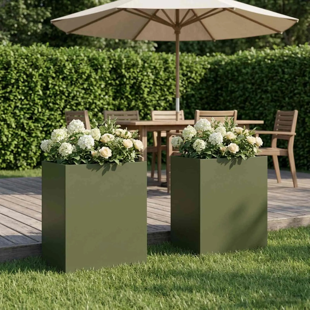 Vaso da giardino 2 pz Verde Oliva 40 x 30 x 50 cm 8005491