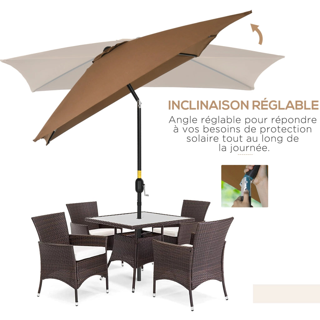 Tendone Parasole Retrattile Inclinabile ¨C zephmum ¨C Marrone 2.94x1.98x2.55 m