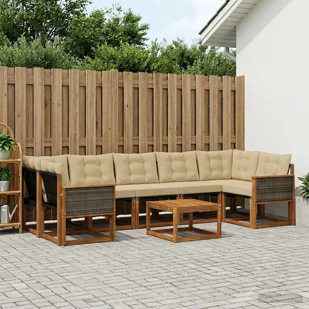 Set di divani da esterno 8 pz Naturale e Beige 3381837