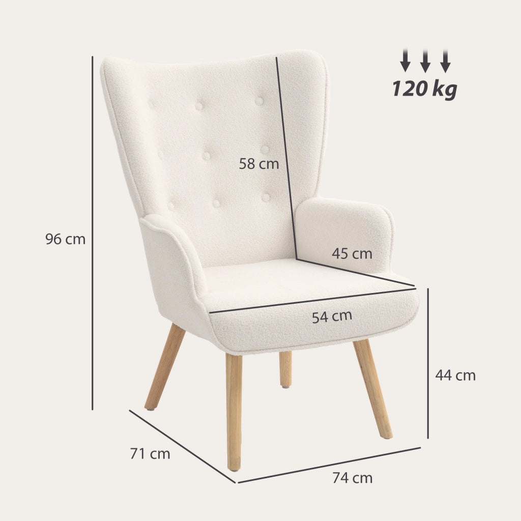 Poltrona Boucl¨¦ ¨C Zephmum ¨C Beige 71x74x96
