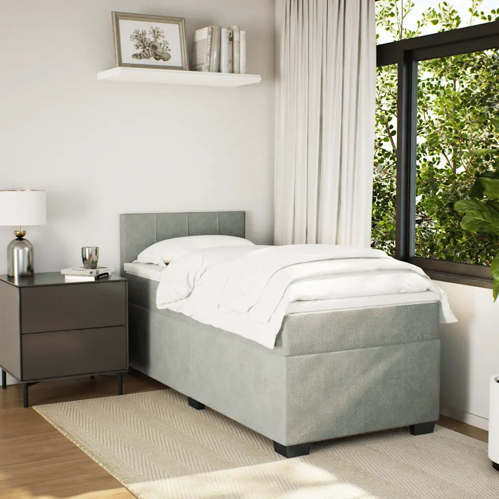 Giroletto a Molle con Materasso-Struttura Letto Grigio Chiaro 80x200 cm Velluto 811465