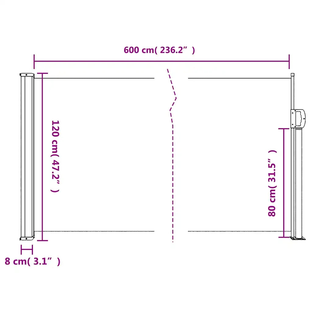 Tenda da Sole Laterale Retrattile Tortora 120x600 cm