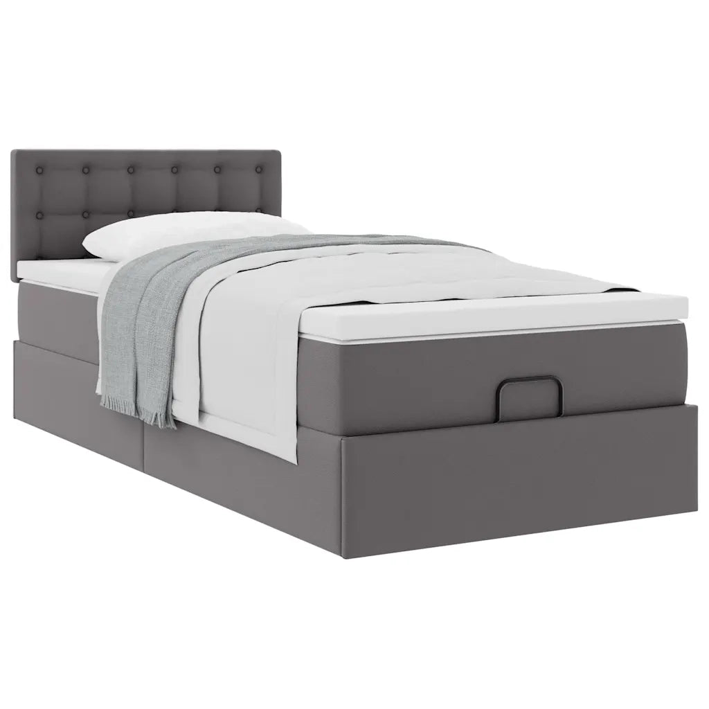 Letto Pouf con Materasso Grigio 100x200 cm Similpelle 3311291