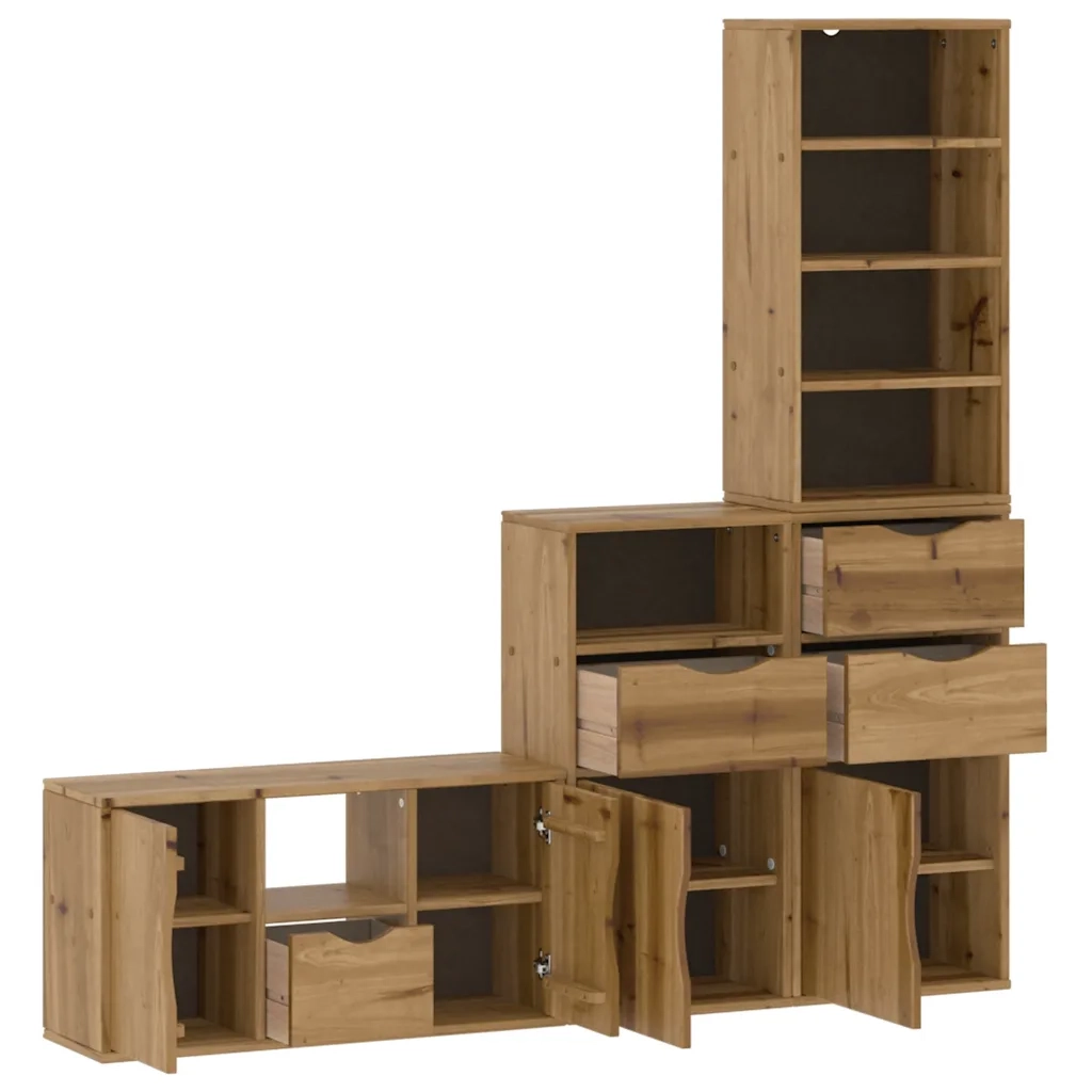 Mobile TV 5 pz-Mobile per TV-Credenza TV con Contenitore ODDA in Legno Massello di Pino 404869