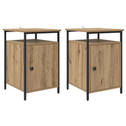 Set di 2 Comodini | Armadio da Notte | Mobiletto da notte Rovere artigianale 40 x 42 x 60cm