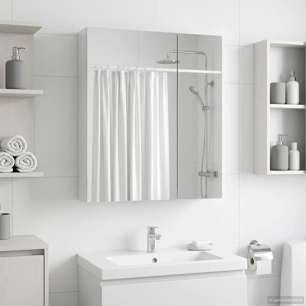 Mobiletto per specchio da bagno Bianco 60 x 14,5 x 70 cm 889055