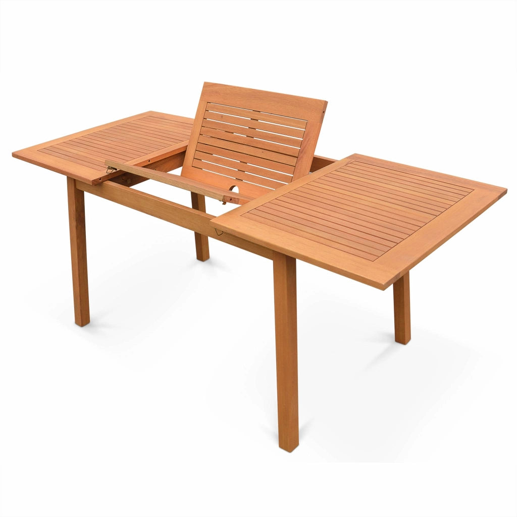 Tavolo da giardino rettangolare allungabile in legno, 6 a 10 posti,