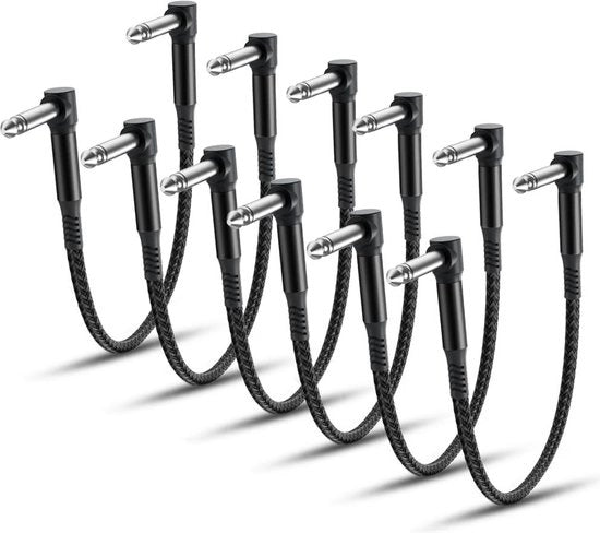 Cavo patch per chitarra 635 mm 03 m - 6 pezzi - 90 gradi - Cavo per pedali strumento - 15 cm - Cavo patch per chitarra jack - Cavo angolare - Effetti per chitarra - Pedali chitarra/base