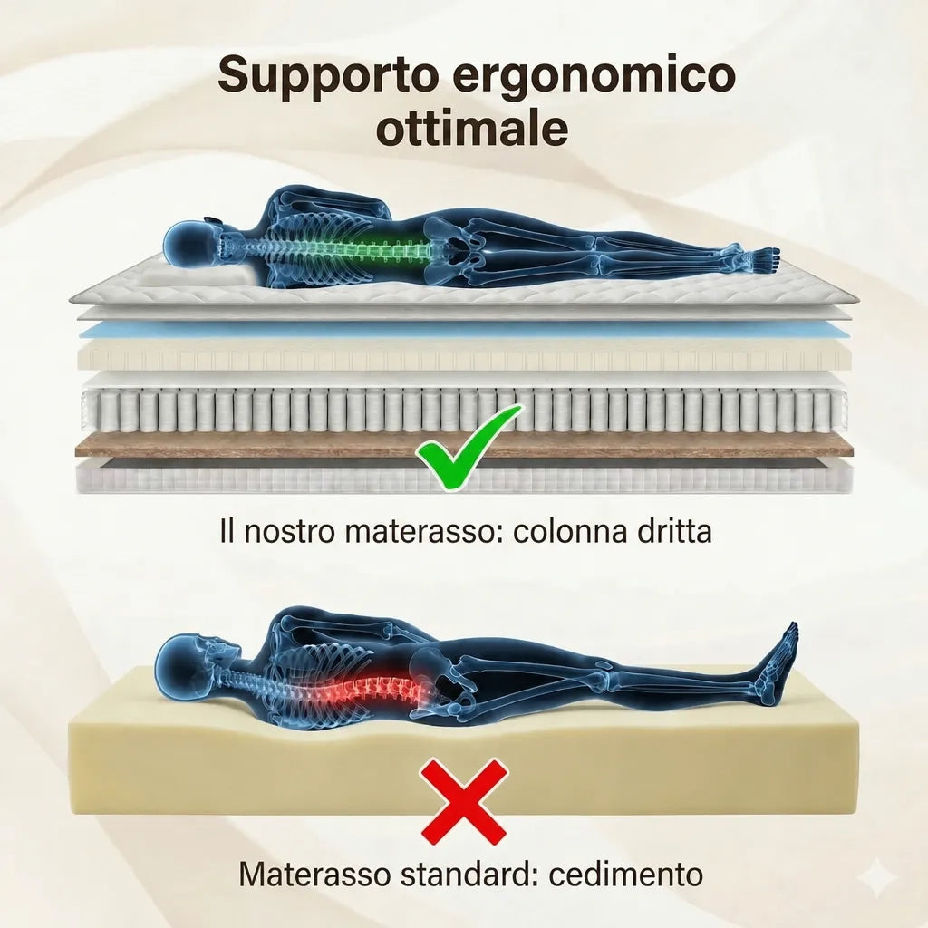 Materasso a Molle Insacchettate 7 Zone con Comfort Foam Rigidità H4 90x200x25 cm; Bianco