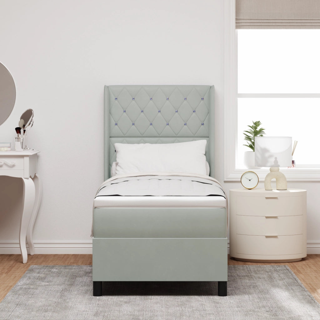 Letto Contenitore con Materasso & Luce LED Grigio Chiaro 80x200 cm in Velluto