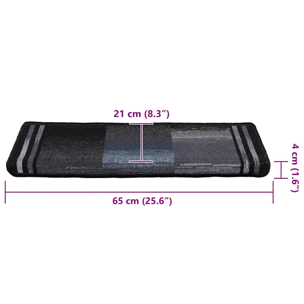 Tappetini Autoadesivi per Scale 15 pz 65x21x4 cm Neri e Grigi 326208