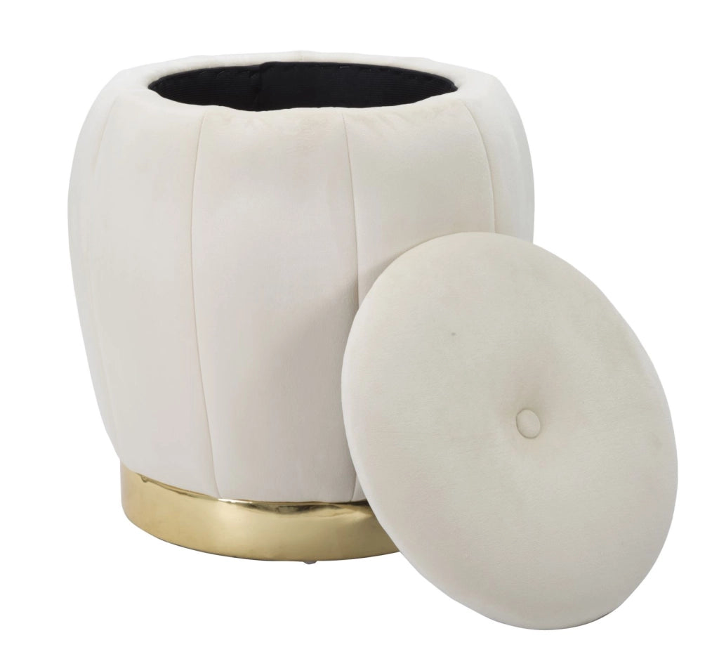 PUFF/CONTENITORE PARIS CREMA/GOLD CM � 43X43