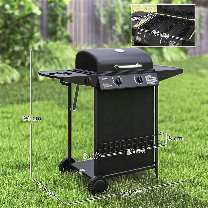 BARBECUE A GAS CON 3 BRUCIATORI INDIPENDENTI E COPERCHIO CON TERMOMETRO 108X54X97 CM NERO