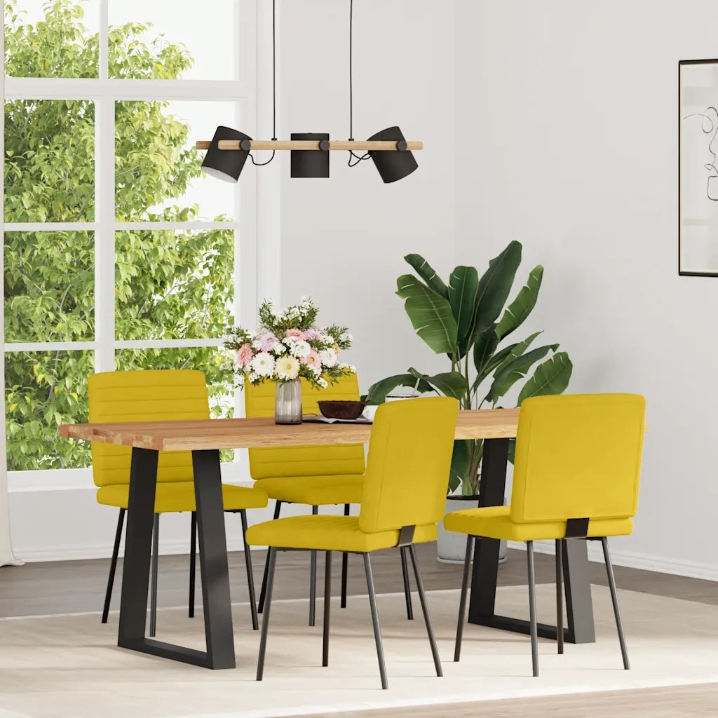 Sedie da Pranzo 4 pz Gialle in Velluto 3315263