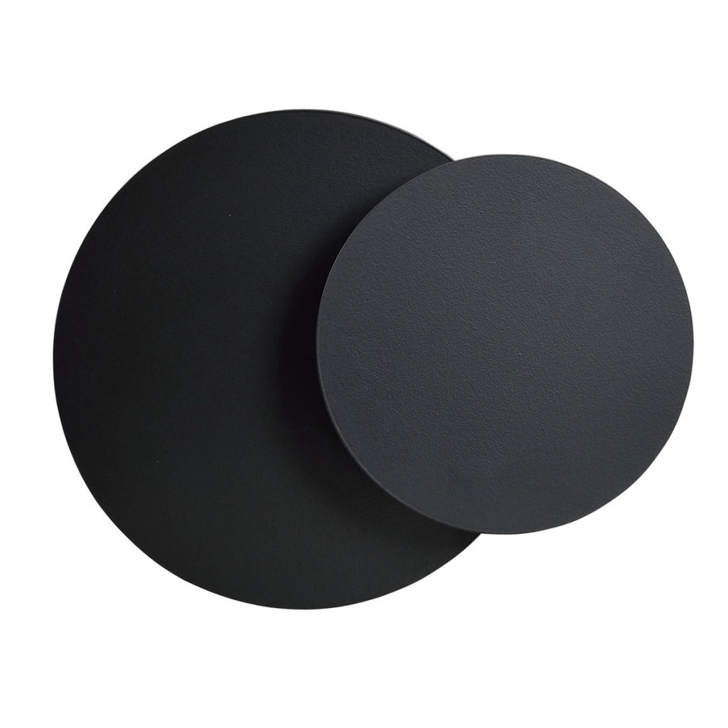 Lampada a parete Circle in acciaio nero opaco e legno