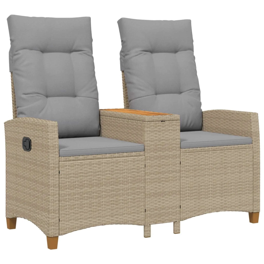 Panchina reclinabile con tavolo Beige e Grigio Chiaro