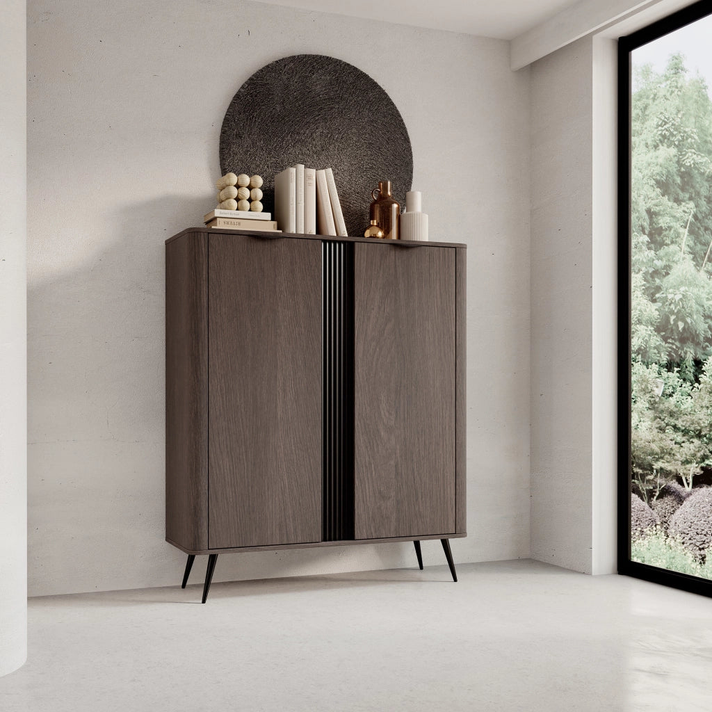 Madia Hazamale, Credenza 2 Ripiani, 113x38x134h cm Marrone Noce