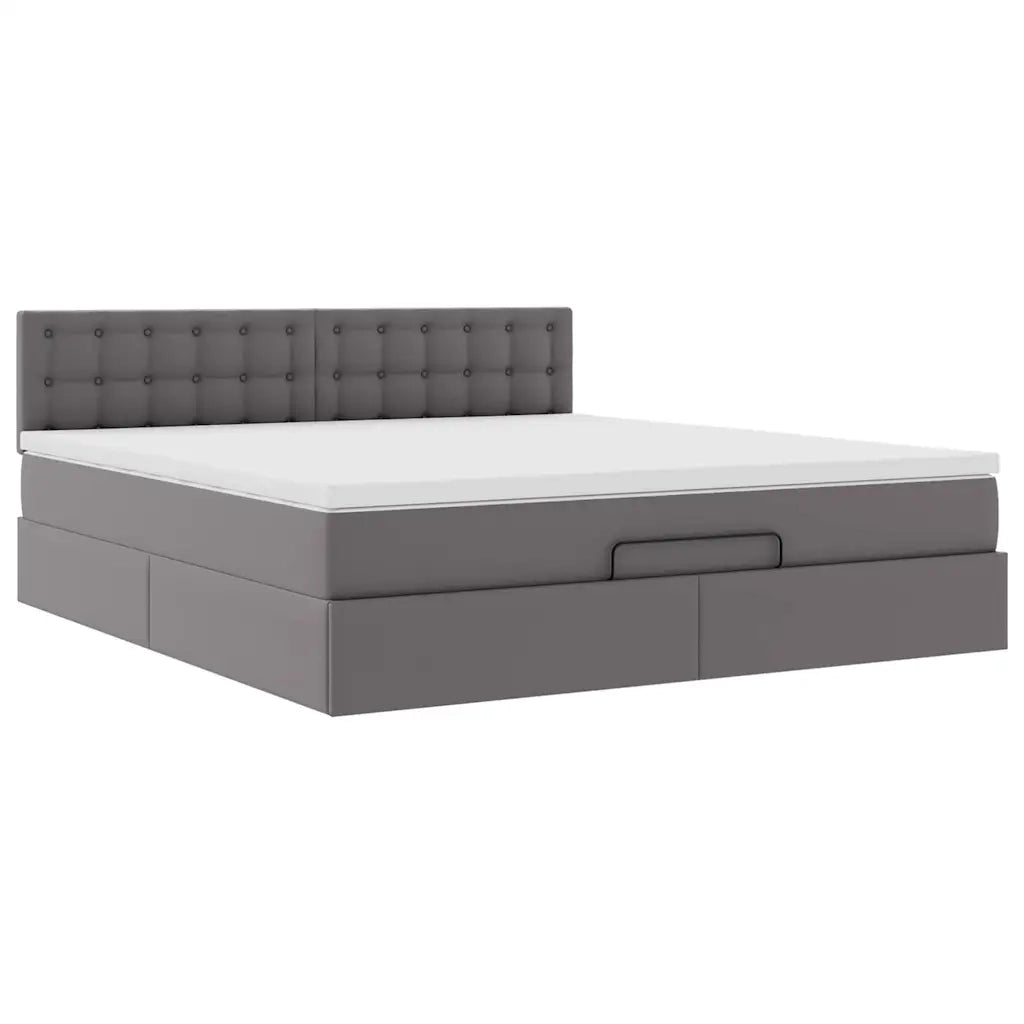 Pouf Letto con Materassi e LED Grigio 180x200cm Similpelle 3312170
